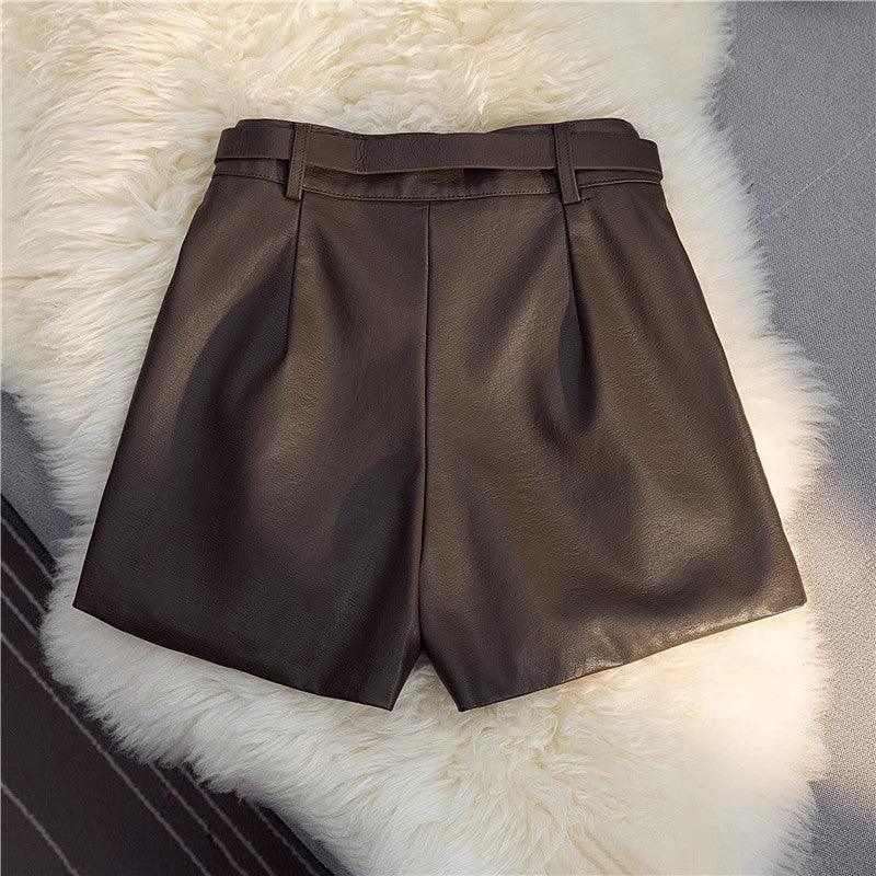 High waist faux leather a line shorts