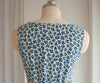 French Retro Blue Floral Button-Front A-Line Mini Dress