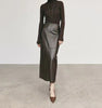 High Waisted Leather Maxi Skirt