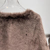Women Leather Real Fur Coat Short Shearling Round Neck Jacket