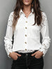 Spring french lace trim collared shirt top