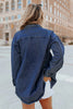Street Style Dark Blue Oversized Denim Shirt Jacket