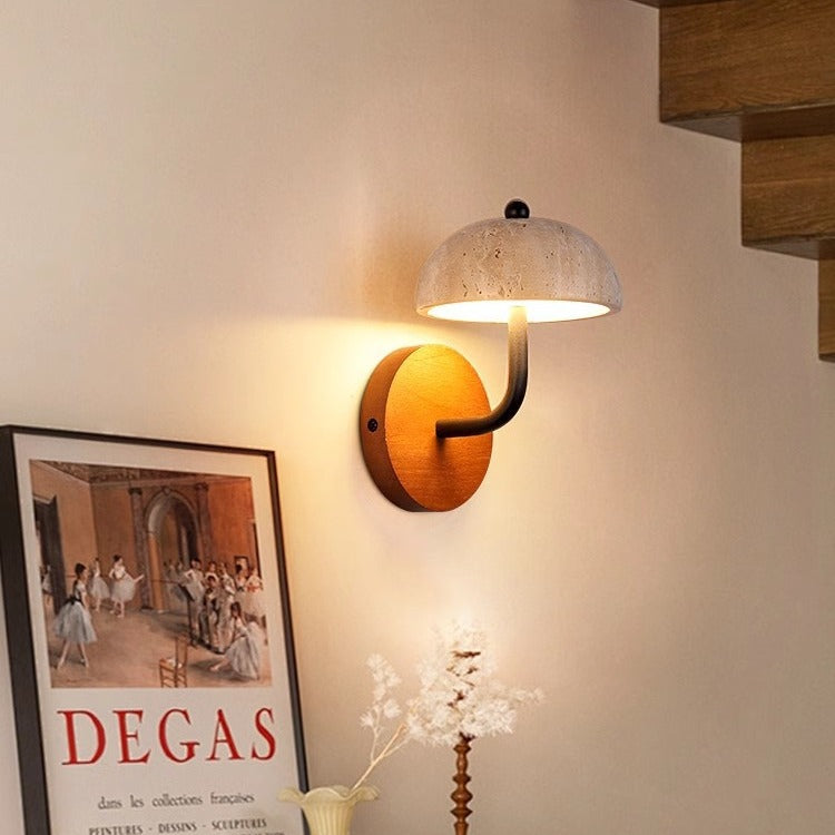 Yellow Travertine Wabi-Sabi Mushroom Wall Lamp