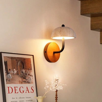 Yellow Travertine Wabi-Sabi Mushroom Wall Lamp