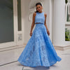 Women’s Lace Embroidered Hollow Two-Piece Midi Skirt Set