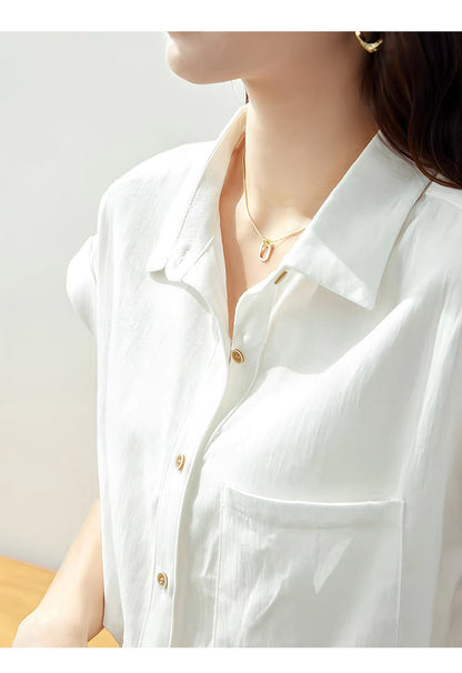 white button down shirt short sleeve women's