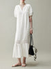 White linen loose lace midi sundress