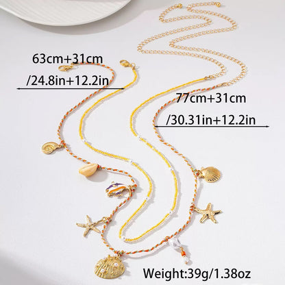 Waist Chain with Starfish Seashell Pearl Beach Charms