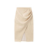 High Waisted PU Leather Wrap Skirt with Slit