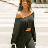 Women's Long Sleeve Casual Blouse Crop Top