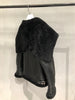 Women’s Black Leather Bomber Jacket with Fur Collar
