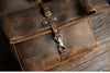 Men’s Crazy Horse Cowhide Leather Motorcycle Messenger Bag