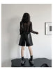 Black PU Leather Bermuda Shorts High Waisted