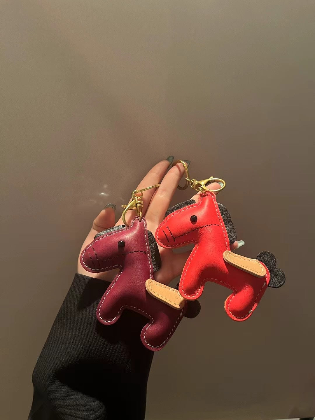 Leather horse keychain cute pony bag charm gift accessory