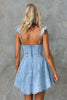 Women Denim Mini Dress Ruffle Sleeveless Blue Jean Dress