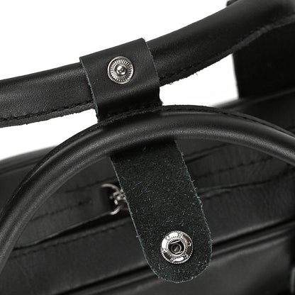 Genuine Leather Carry-On Office Bag with Trolley Strap