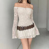 Boho off shoulder lace western mini dress