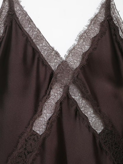 Women’s lace satin midi suspender beach dress