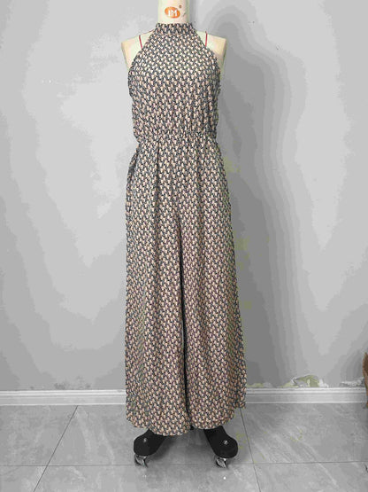 Women’s Halter Neck Wide Leg Jumpsuit Sleeveless High Collar