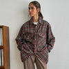 Women plaid long sleeve flannel shirt