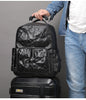 Genuine Black Leather Men’s Backpack with Trolley Sleeve