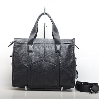 Black Leather Laptop Bag Messenger Shoulder Purse