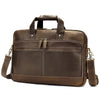 Genuine Leather Laptop Office Bag Briefcase with Trolley Sleeve