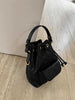 Small Quilted Leather Bucket Shoulder Bag for Women