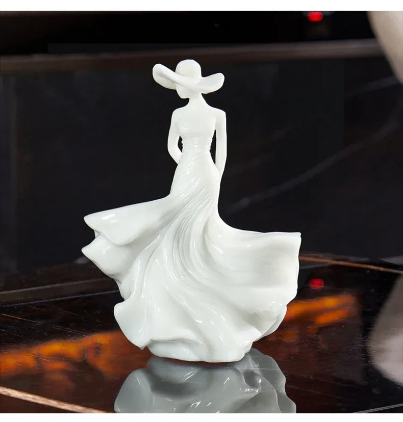 Natural Marble Woman Figurine Light Luxury Sculpture
