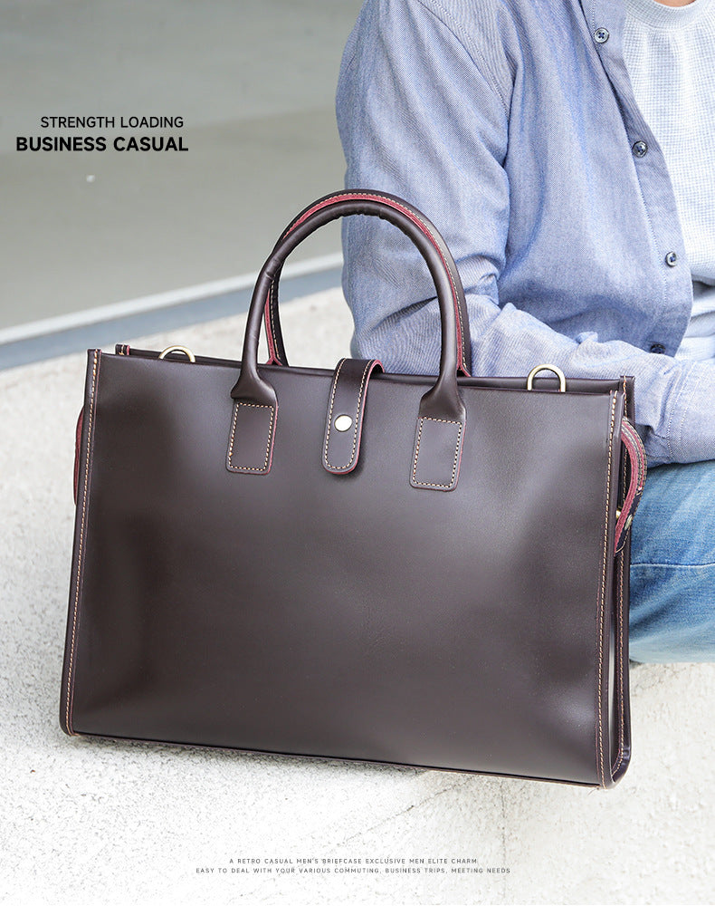 Men’s Genuine Leather Business Shoulder Handbag