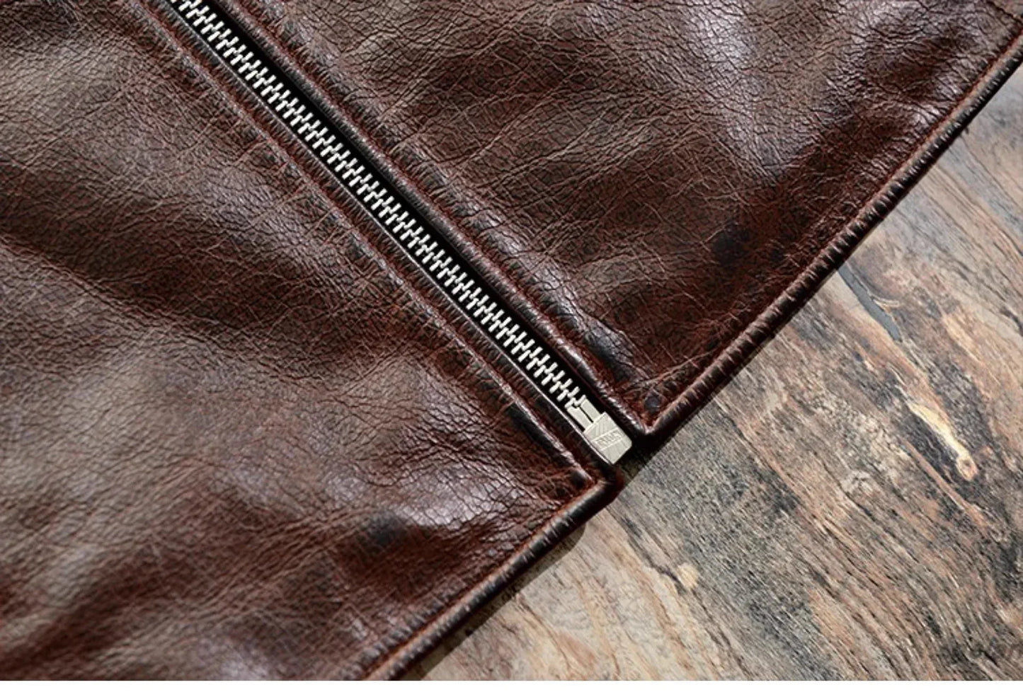 Men’s Retro Waxed Cowhide Leather Jacket