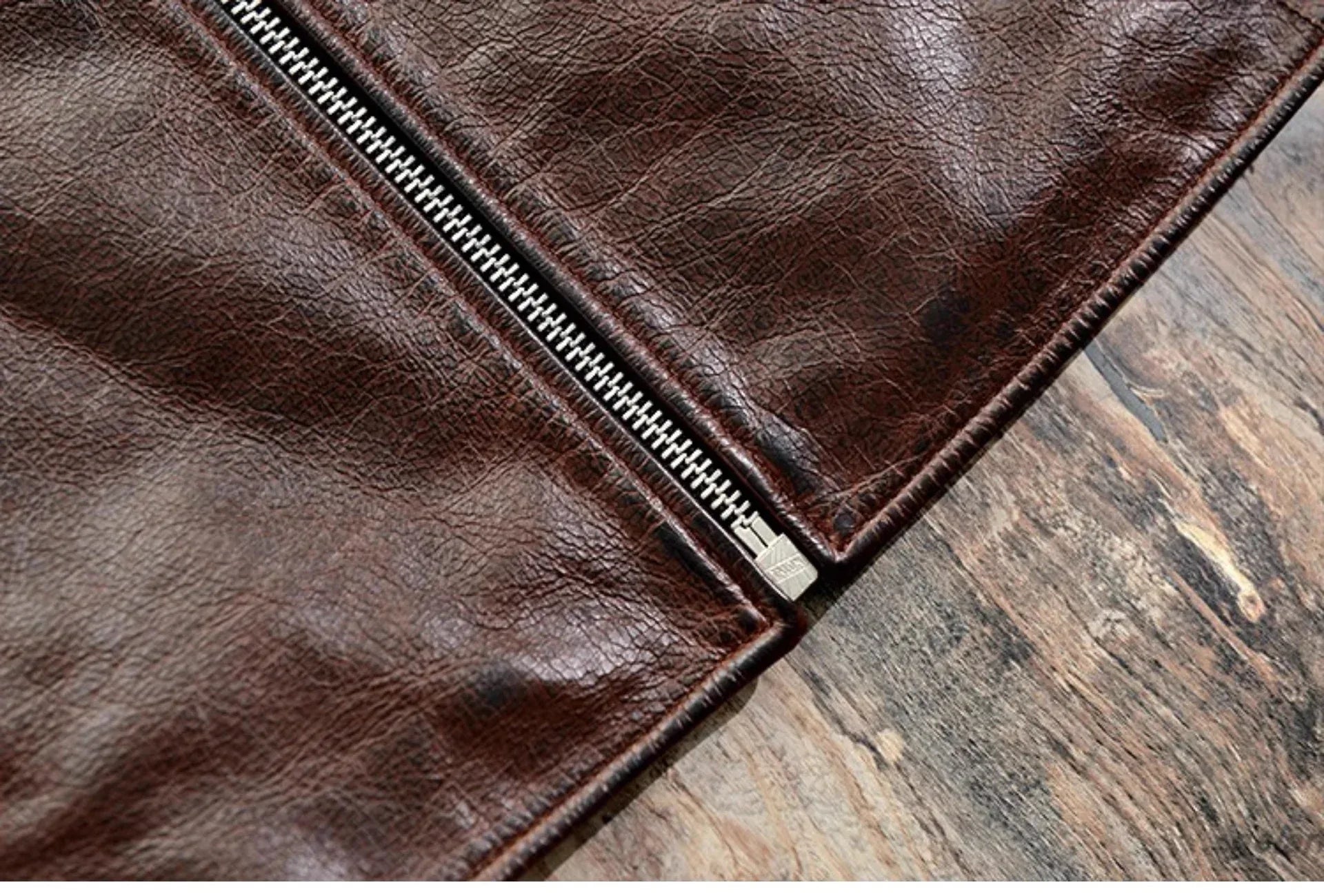 Men’s Retro Waxed Cowhide Leather Jacket