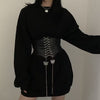 Black Butterfly Chain Faux Leather Elastic Waist Belt