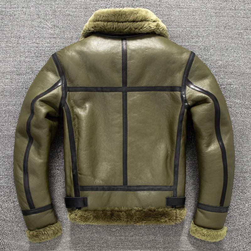 genuine shearling coat mens green