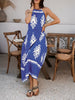 Blue Tribal Halter Neck Women Maxi Dress for Summer