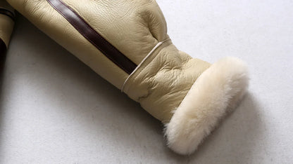 Men Real Sheepskin Shearling Flight Long Jacket Aviator