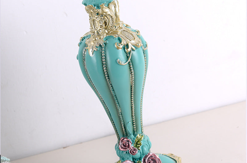 Floral victorian green fabric beaded table lamp