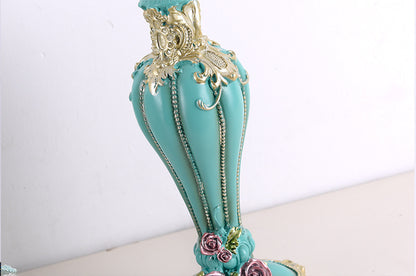 Floral victorian green fabric beaded table lamp