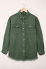 Oversized Lightweight Denim Shirt Jacket With Frayed Hem
