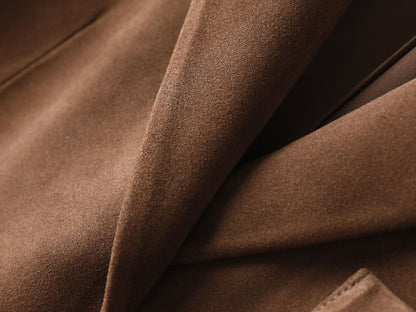 Genuine Leather Suede Jacket Oversized Suit Coat for Women