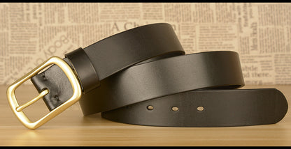 Men’s Top-Grain Cowhide Belt with Solid Copper Buckle