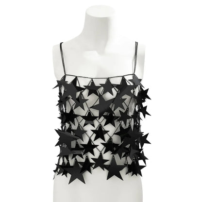 Pink Star Sequin Chain Mesh Festival Outfit Set 2