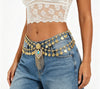 Gold Waist Chain with Coin Tassels and Blue Accent