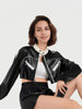 Black Cropped Faux Leather Moto Biker Jacket
