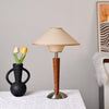 Mid Century Modern Wooden Table Lamp Fabric Shade