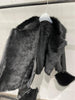 Women’s Genuine Leather Bomber Jacket with Shearling Fur Collar