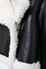 Cropped Faux Leather Bomber Jacket Women with Faux Fur Collar