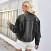 Washed Western Fringe Denim Jacket for Women