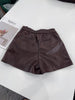Brown Genuine Leather Shorts for Women