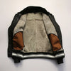 Men’s Black Leather Bomber Jacket with Real Shearling Collar